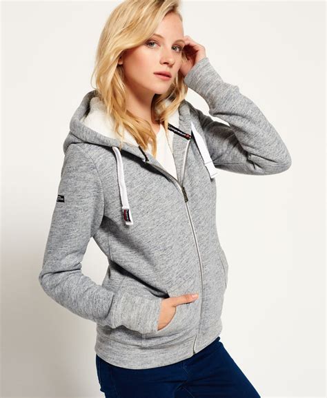 Femme Sweat Capuche Zipp En Sherpa Luxe Bleu Nacr Grindle