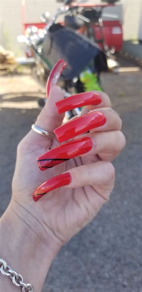 Pin By Jonna On Kauniit Kynnet Long Red Nails Curved Nails Nails Only