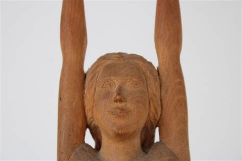 Lot Folk Art Carved Wood Sculpture Of Nude Woman