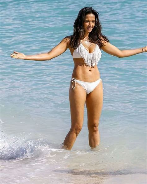 Padma Lakshmi Wows In White Bikini Padma Lakshmi White Bikini The