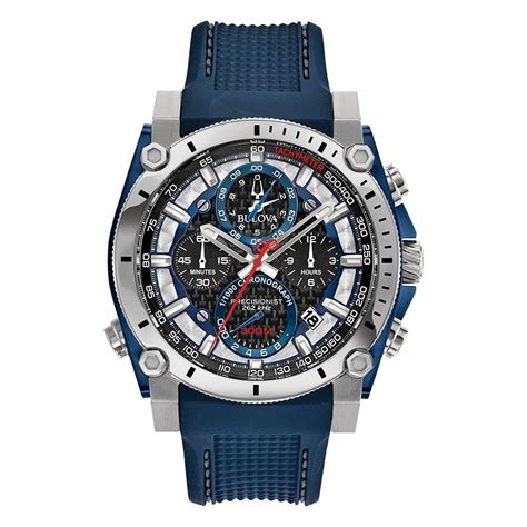 Reloj Bulova Precisionist 98b315 Chrono Azul Marino Plateado 13 869