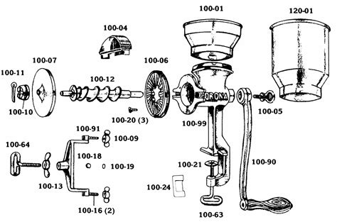 Corona® Hand Mill Parts Breakdown