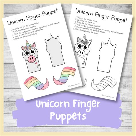 Unicorn Finger Puppet Printable Coloring Kids Craft By Happy Paper Time