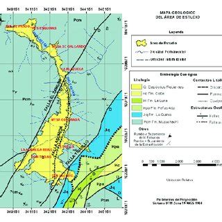 Mapa geológico del área de estudio Fuente modificado de Herrera 1987