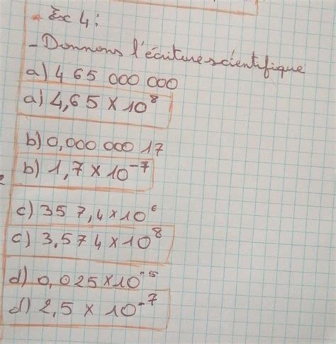 Donner L Criture Scientifique Des Nombres Suivants Nosdevoirs Fr