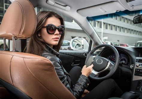 Brunette In A Car Stock Image Image Of Wheel Makeup 60232987