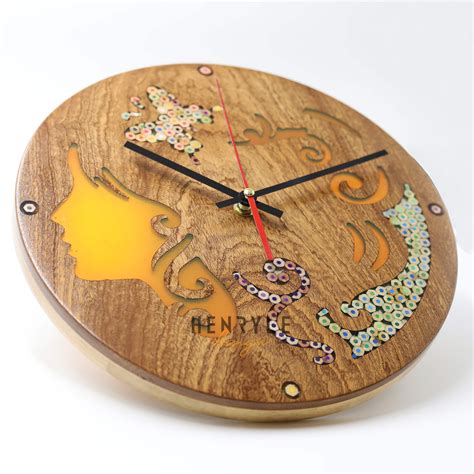 Melpomene Muse Resin Colored Pencil Wood Wall Clock Henry Le Design