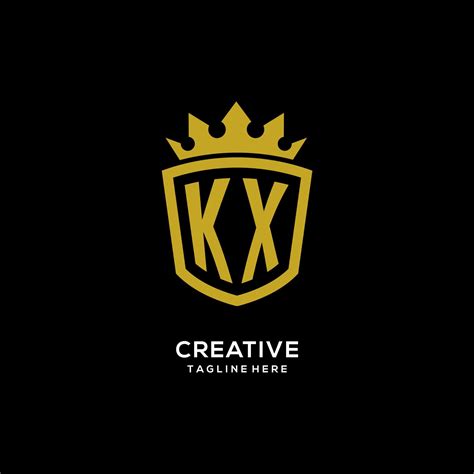 Initial Kx Logo Shield Crown Style Luxury Elegant Monogram Logo Design