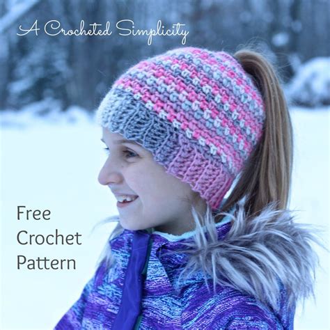 Linen Stitch Messy Bun Hat Free Crochet Hat Pattern With Video Tutorial