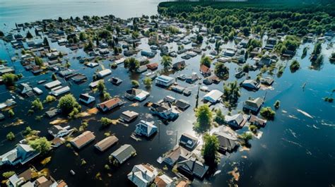 Vista aérea de una ciudad inundada Foto Premium