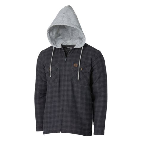 Wrangler Mens Riggs Workwear Hooded Flannel Work Jacket Irvine Tack