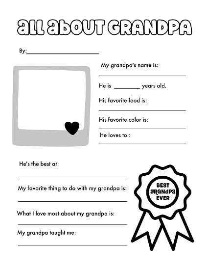 All About My Grandpa FREE Printable In 2024 Diy Father S Day Gifts