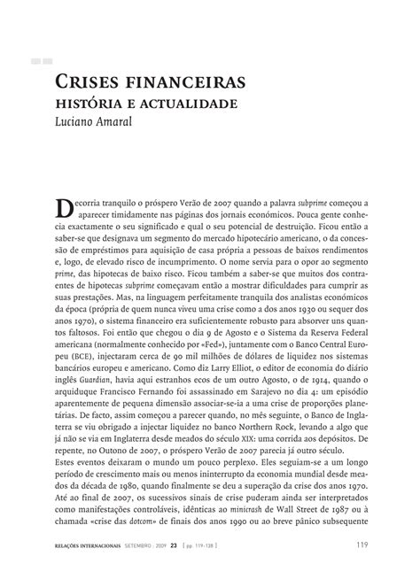 Pdf Crises Financeiras História E Actualidade