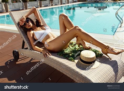 Sexy Woman Bikini Sunbathing Near Swimming Stock Photo Shutterstock