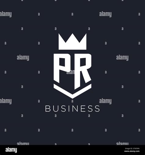 Pr Logo With Shield And Crown Initial Monogram Logo Design Ideas Stock