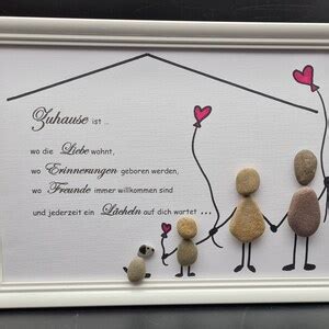 Liebevoll Handgefertigtes Steinbild Zuhause Familie Etsy De