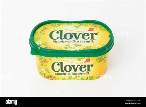 A Clover Butter Box Shot Against A Plain White Background Stock Photo
