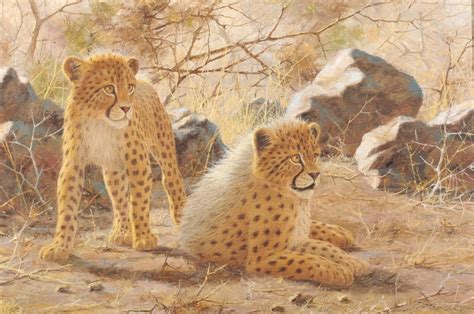 Original Framed Paul Rose Wildlife Horizontal Painting Depicting Two