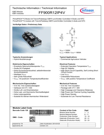 Infineon Ff R Ip V Igbt Module Data Sheet Manualzz