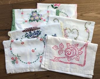 Vintage Hand Embroidered Table Runner Etsy