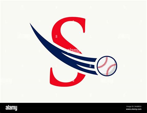 Letter S Baseball Logo Concept With Moving Baseball Icon Vector