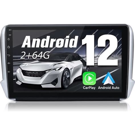 Junsun Autoradio Android 12 2Go 64Go Pour Peugeot 2008 2013 2020 Avec