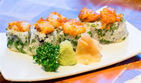 Premium Photo Spicy Scallops Sushi