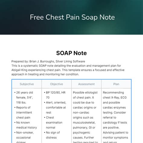 Free Chest Pain Soap Note Template Edit Online And Download