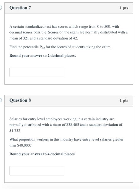 Solved Question 7 1 Pts A Certain Standardized Test Has Chegg