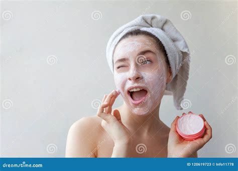 Woman Applying Mask Or Creme On Face Stock Image Image Of Facial