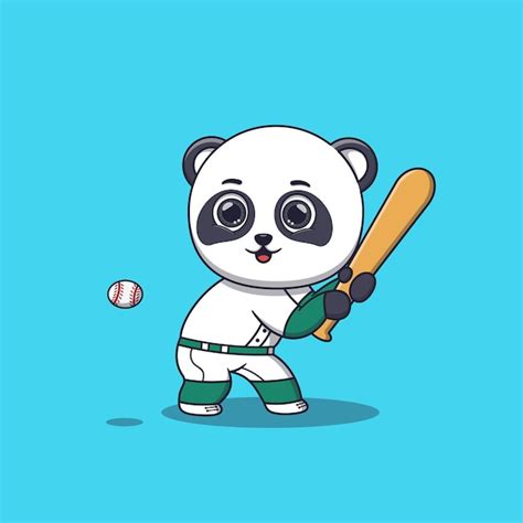 Premium Vector Panda Playing Baseball Cartoon Vector