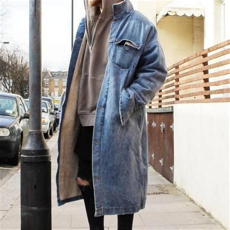 Men Cashmere Trench Coat Men Winter Warm X Long Denim Jacket Fashion Single Breasted Wool Trench