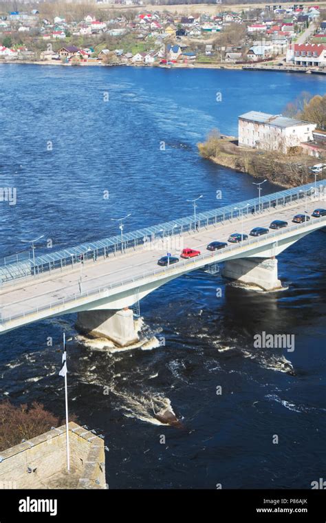 The bridge between Ivangorod and Narva. Border of Estonia and Russia ...