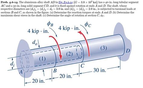 Solved Prob 4 6 14 The Aluminum Alloy Shaft AD In Fig Chegg