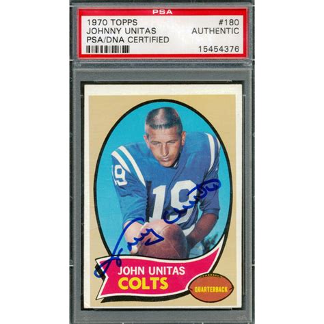 Johnny Unitas Signed 1970 Topps 180 Psa Pristine Auction