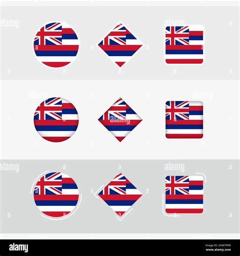 Hawaii Flag Icons Set Vector Flag Of Hawaii Three Versions Of Icon