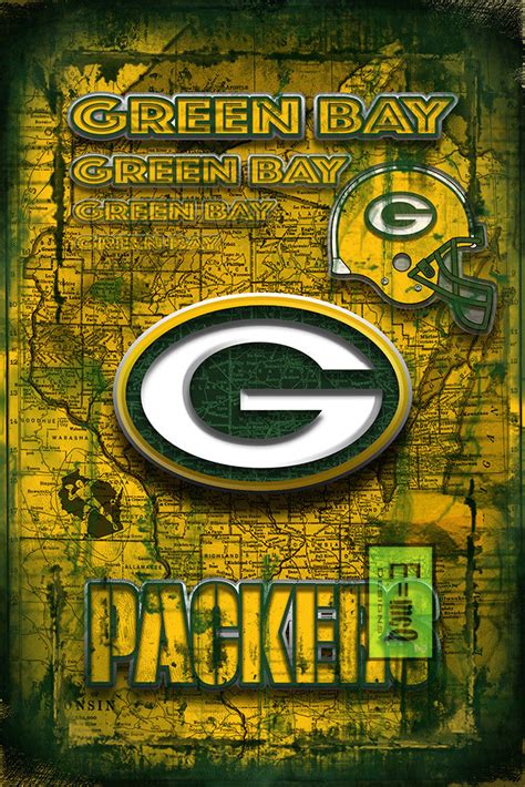 Green Bay Packers Football Poster, Green Bay Packers Man Cave Gift, Pa ...