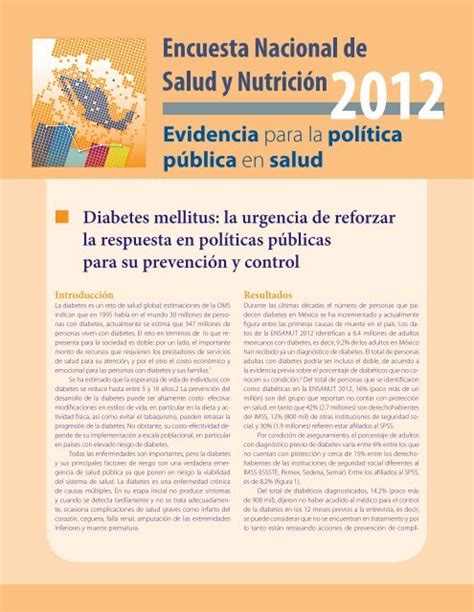 Diabetes Mellitus Encuesta Nacional De Salud Y Nutrici N