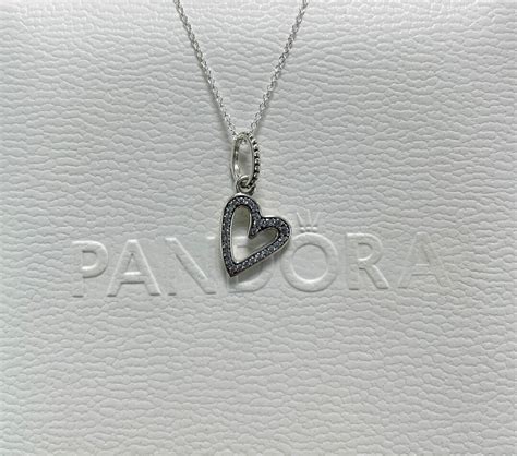 Pandora Sparkling Freehand Heart Pendant Necklace Mixed Enamel Necklace