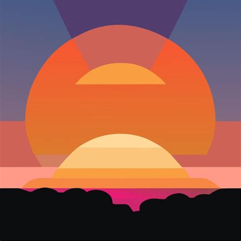 Premium Vector Cartoon Sunset Or Sunrise Gradient Sky With Clouds And Sun