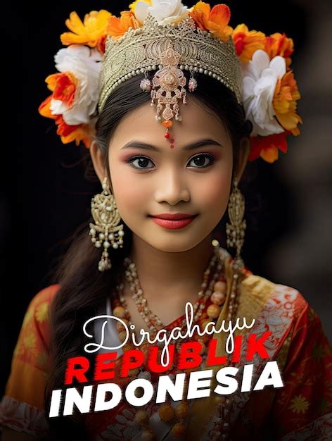 Indonesian Republic Independence Day Poster Of A Girl In Traditional