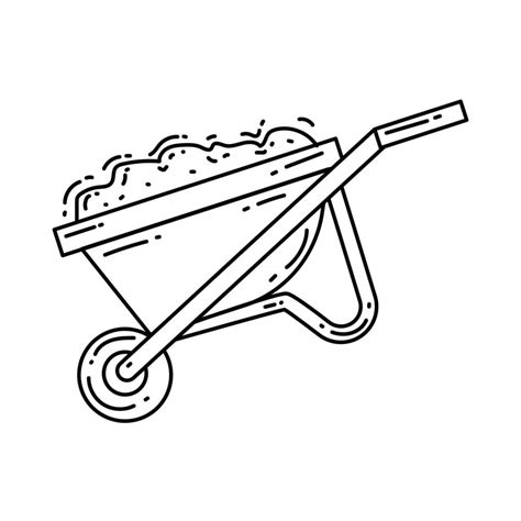 Gardening Wheelbarrow Hand Drawn Icon Outline Black Vector