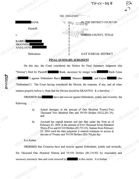Texas Final Summary Judgment | US Legal Forms