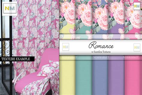 Second Life Marketplace Romance Matching Fabrics 10 Seamless Textures Nm