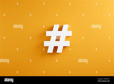 White Hashtag Symbol Yellow Background 3d Render Stock Photo Alamy