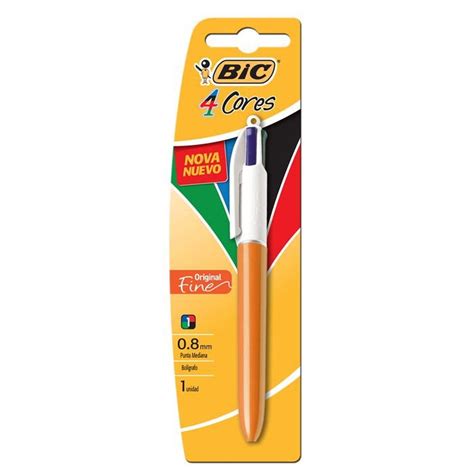 Caneta Esferogr Fica Cores Retratil Fina Bic