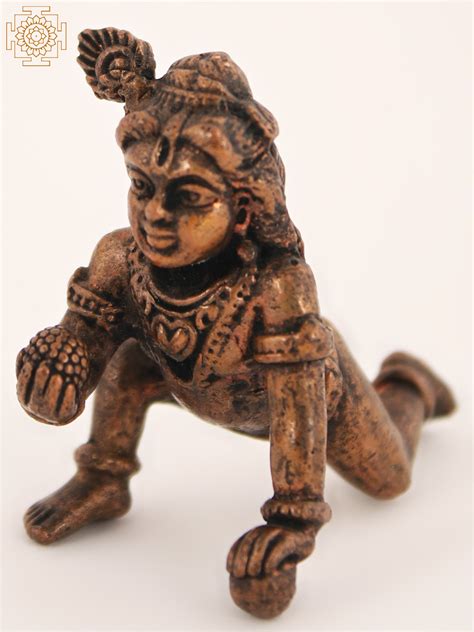 2 Copper Small Bal Krishna Statue Exotic India Art