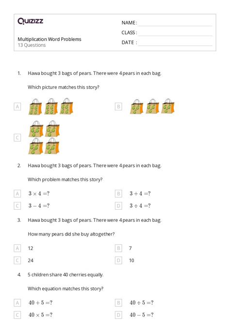 50 Multiplication Word Problems Worksheets For 6th Grade On Quizizz Free And Printable