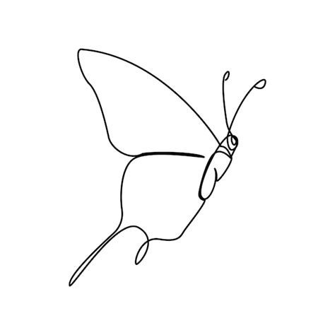 Borboleta única contínua uma linha de desenho de arte vetorial de linha