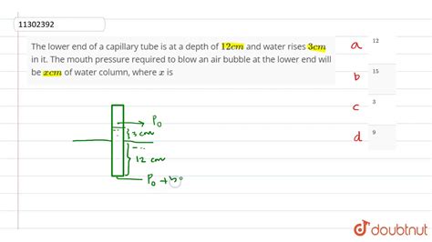 The Lower End Of A Capillary Tube Is At A Depth Of Cm And Water